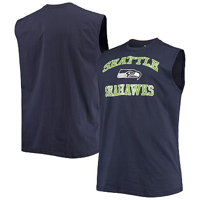 Men's College Navy Seattle Seahawks Big & Tall Muscle Tank Top