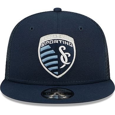 Men's New Era Navy Sporting Kansas City Classic 9FIFTY Trucker Snapback Hat