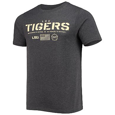 Men's Colosseum Heathered Black LSU Tigers OHT Military Appreciation Flag 2.0 T-Shirt