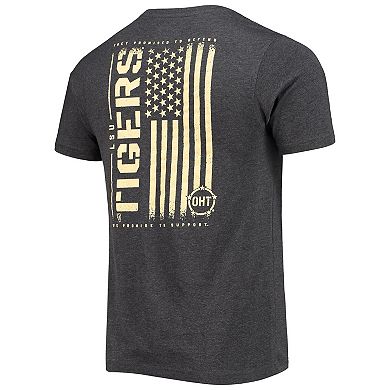 Men's Colosseum Heathered Black LSU Tigers OHT Military Appreciation Flag 2.0 T-Shirt