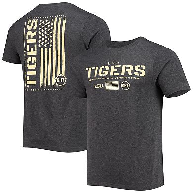 Men's Colosseum Heathered Black LSU Tigers OHT Military Appreciation Flag 2.0 T-Shirt