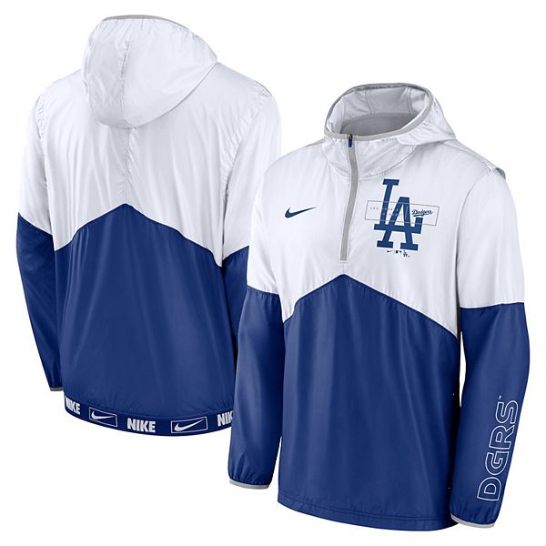 Men's Los Angeles Dodgers Nike White/Light Blue Rewind Warmup V-Neck  Pullover Jacket