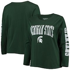 Spirit Jersey Women's Green/White Michigan State Spartans Vertical Ombre Long Sleeve T-Shirt, Size: Small