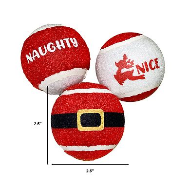 Woof 3-Pack Christmas Ball Dog Toy Set