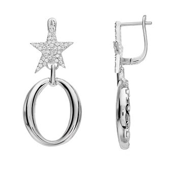 Rosabella Sterling Silver Cubic Zirconia Star & Oval Dangle Earrings
