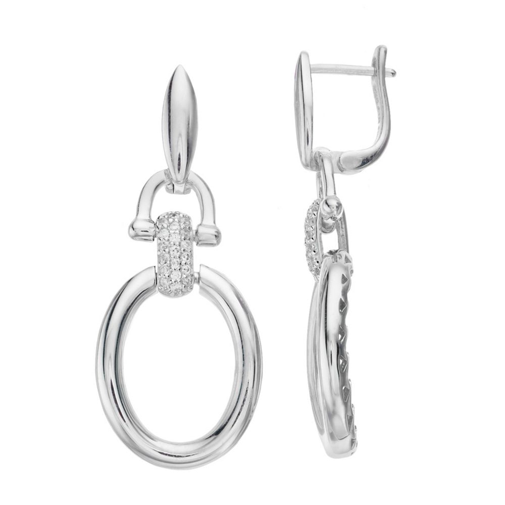 Sterling Silver Classic Silver and Rose Oval Link Earrings main image 1