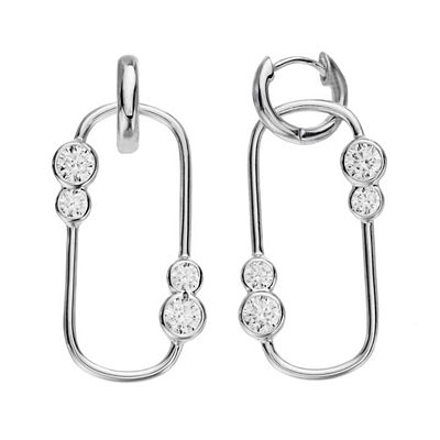 Rosabella Sterling Silver Cubic Zirconia Paper Clip Earrings