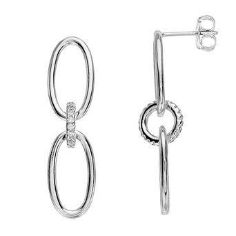 Rosabella Sterling Silver Cubic Zirconia Link Earrings