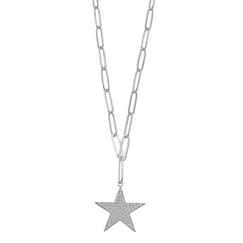 Rosabella Sterling Silver Cubic Zirconia Star Pendant Necklace