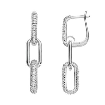 Rosabella Sterling Silver Cubic Zirconia Link Drop Earrings