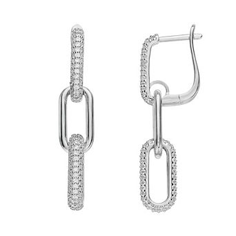 Rosabella Sterling Silver Cubic Zirconia Link Drop Earrings