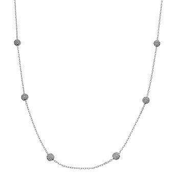 Rosabella Sterling Silver Cubic Zirconia Ball Station Necklace