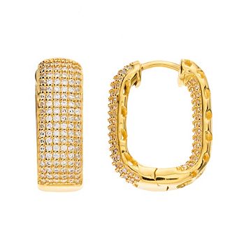 Rosabella Gold Tone Sterling Silver Cubic Zirconia Huggie Hoop Earrings