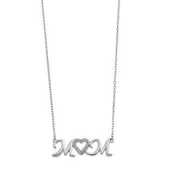 Rosabella Sterling Silver Cubic Zirconia "MOM" Necklace