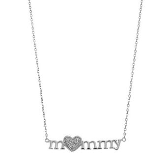 Rosabella Sterling Silver Cubic Zirconia "Mommy" Necklace