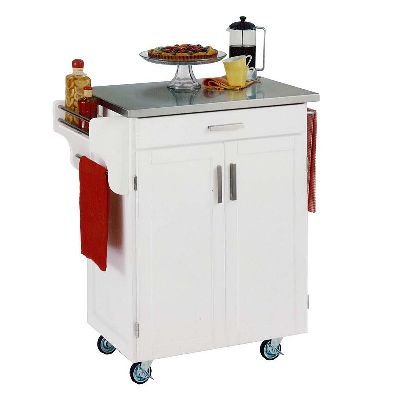 Stainless Steel-Top Cuisine Kitchen Create-a-Cart, White