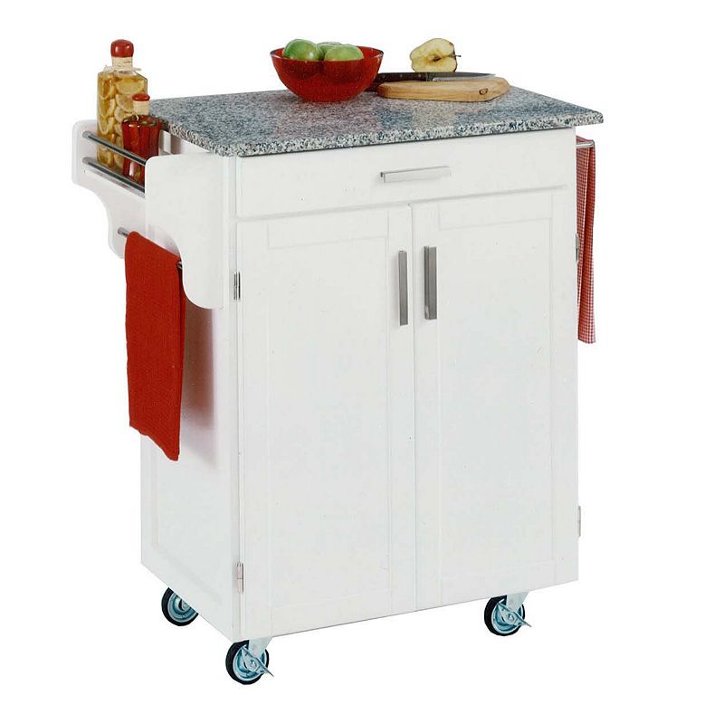 Granite-Top Cuisine White Kitchen Cart