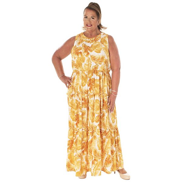 Plus Size Maison Tara Sleeveless Tiered Maxi Dress