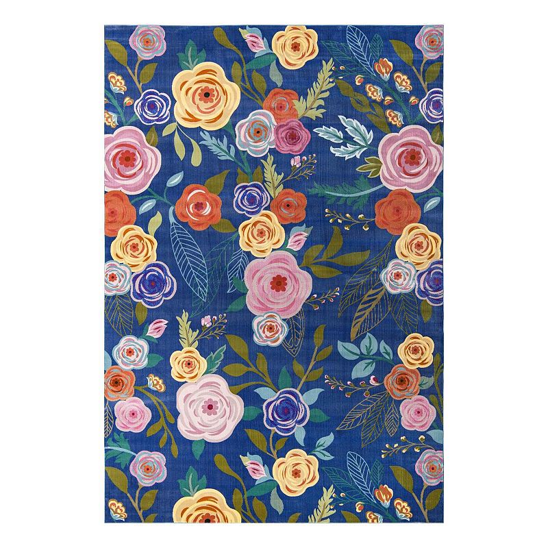 Unique Loom Ashley Blossom Rug, Blue, 10Ft Sq