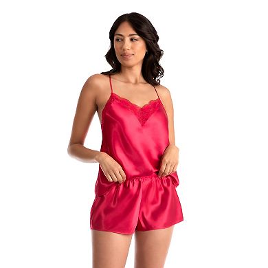 Women's Lilac+London Satin & Lace Pajama Cami & Pajama Shorts Sleep Set