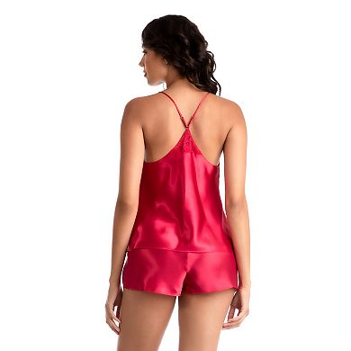 Women's Lilac+London Satin & Lace Pajama Cami & Pajama Shorts Sleep Set