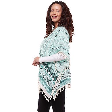 Women's Le Moda Turquoise Tassel Viscose Kimono