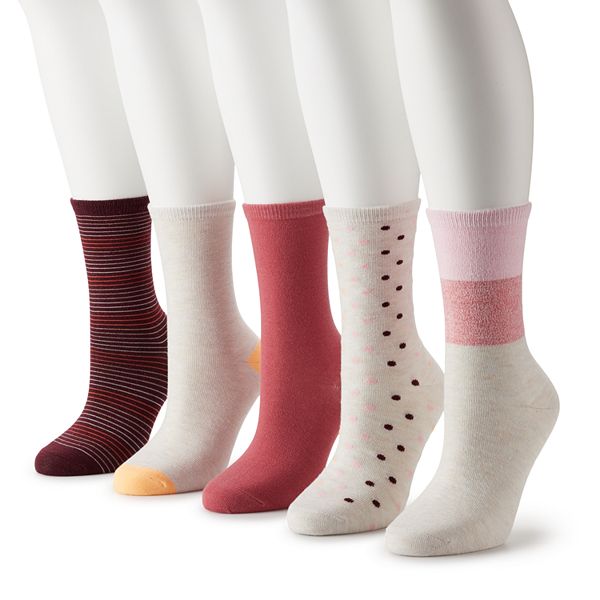 Sonoma Goods For Life® 5 Pack Stripes & Dot Crew Socks