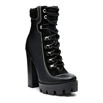 London Rag Yeti Women's Block Heel Ankle Boots