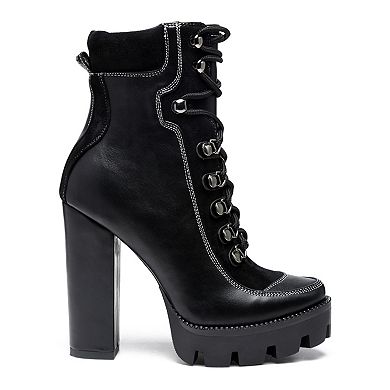 London Rag Yeti Women's Block Heel Ankle Boots