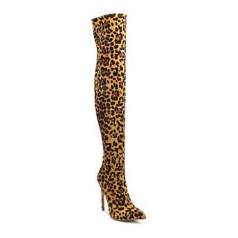London Rag Pokey Women's Leopard Thigh-High Boots