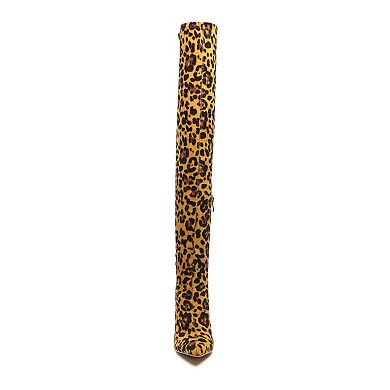 London Rag Pokey Women's Leopard Thigh-High Boots