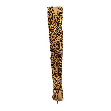 London Rag Pokey Women's Leopard Thigh-High Boots