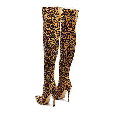 London Rag Pokey Women's Leopard Thigh-High Boots