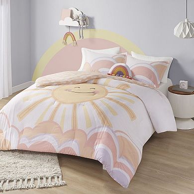 Urban Habitat Kids Ellie Reversible Sunshine Printed Comforter Set with Rainbow Shaped Pillow