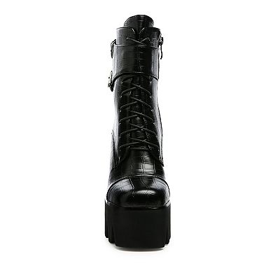 London Rag Stomper Women's Platform Block Heel Boots