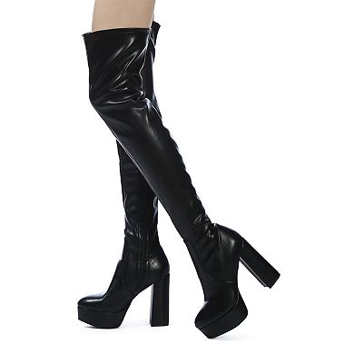 London Rag Bubble Women's Heeled Thigh High Boots