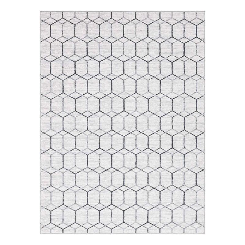 Unique Loom Tile Matrix Trellis Rug, White, 8Ft Rnd