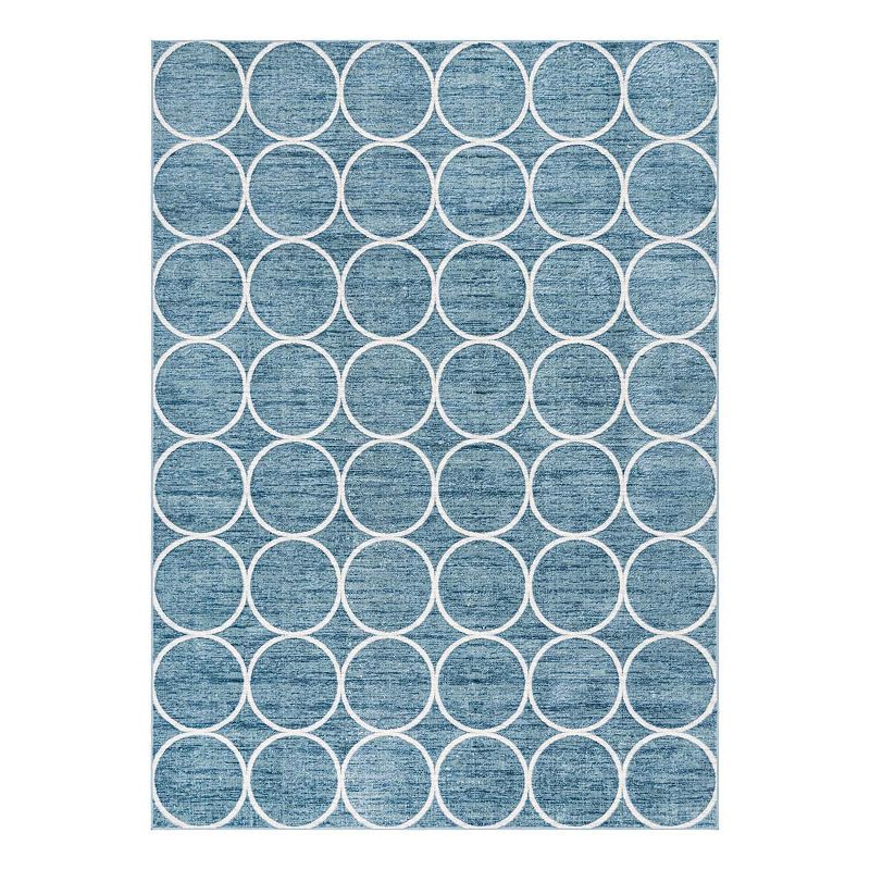 Unique Loom Dots Matrix Trellis Rug, Blue, 7Ft Sq