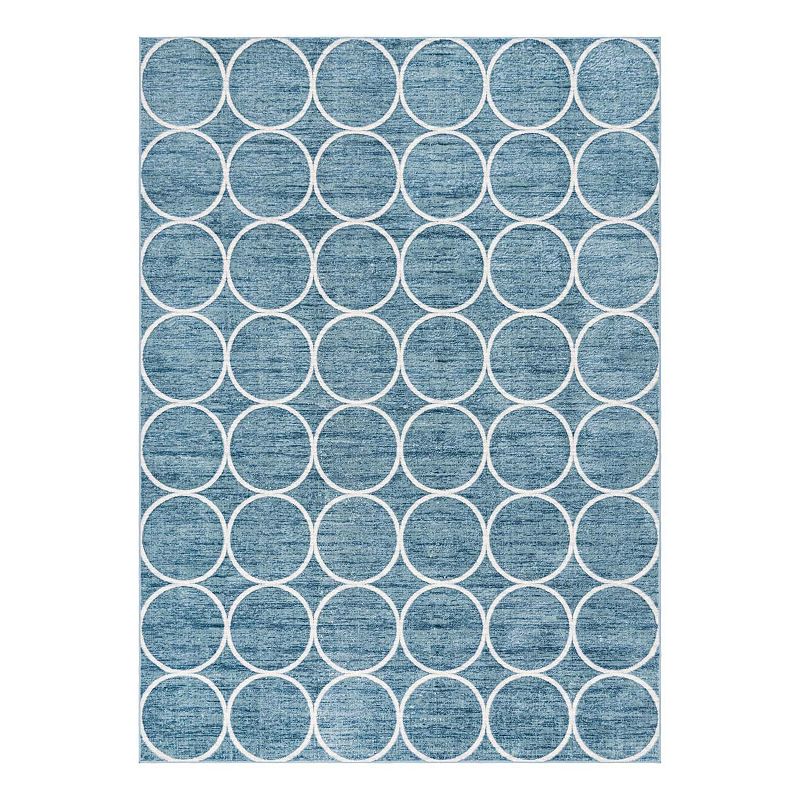 Unique Loom Dots Matrix Trellis Rug, Blue, 7Ft Sq