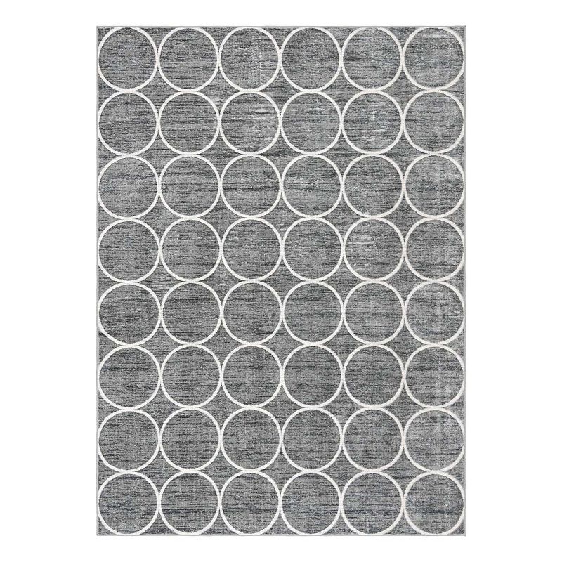 Unique Loom Dots Matrix Trellis Rug, Grey, 7Ft Sq