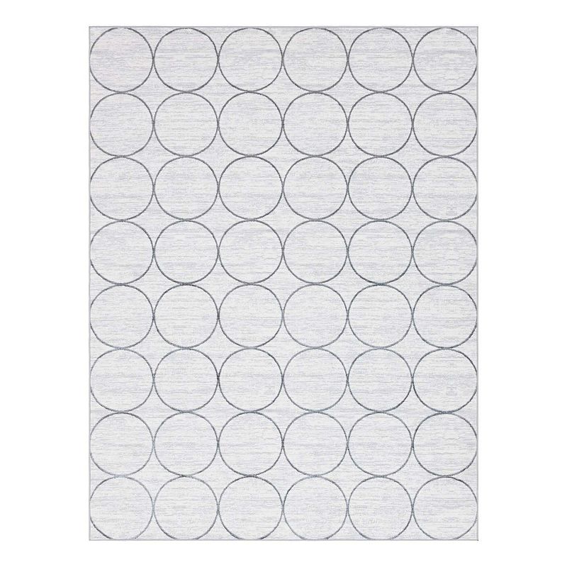 Unique Loom Dots Matrix Trellis Rug, White, 7Ft Rnd