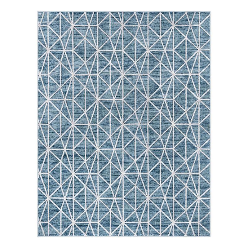 Unique Loom Geometric Matrix Trellis Rug, Blue, 7Ft Rnd