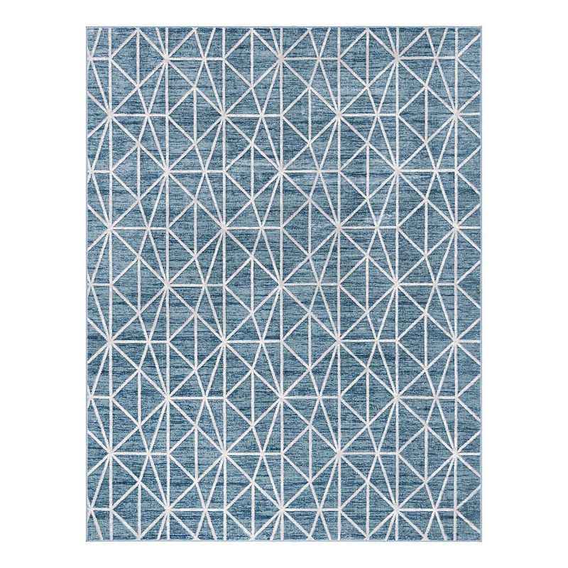 Unique Loom Geometric Matrix Trellis Rug, Blue, 7Ft Rnd