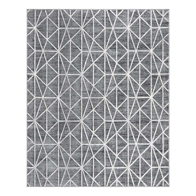 Unique Loom Geometric Matrix Trellis Rug, Grey, 7Ft Sq