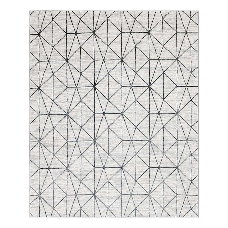 Unique Loom Geometric Matrix Trellis Rug, White, 7Ft Rnd