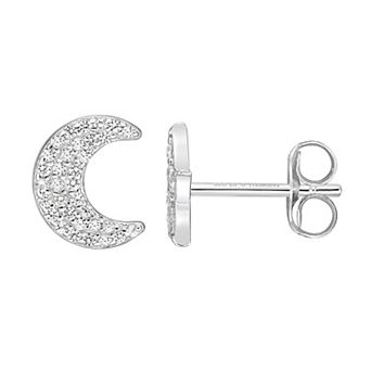 Gemminded Sterling Silver Lab-Created White Sapphire Moon & Star Stud Earrings