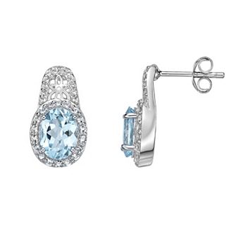 Gemminded Sterling Silver Sky Blue & White Topaz Earrings