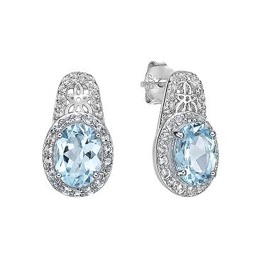 Gemminded Sterling Silver Sky Blue & White Topaz Earrings