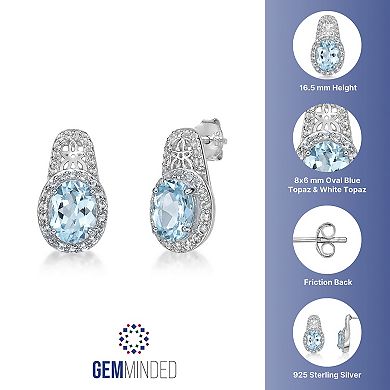 Gemminded Sterling Silver Sky Blue & White Topaz Earrings