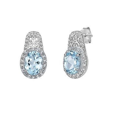 Gemminded Sterling Silver Sky Blue & White Topaz Earrings
